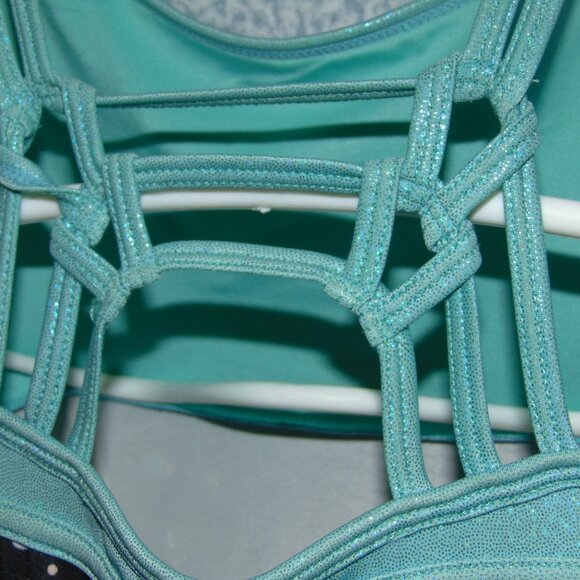 Justice Turquoise Black White Splotches Leotard L(12-14) - Picture 4 of 7